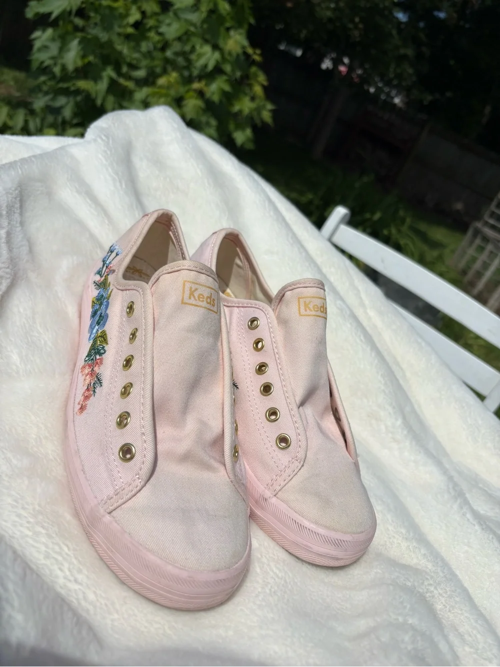 Keds x Rifle Paper Co Floral Embroidered Platform Sneakers Size 8.5 Canvas Shoes